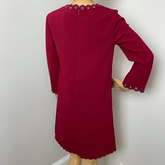 Kate Spade Burgundy Shift Dress – Scalloped Detail, Size 2 (Fits Small) - Picture 7 of 13